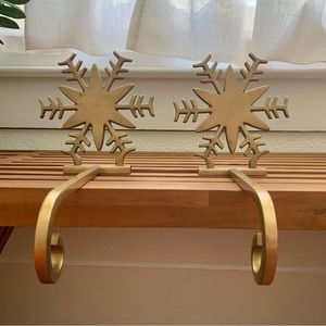 Brass-Finish Snowflake Stocking Hangars